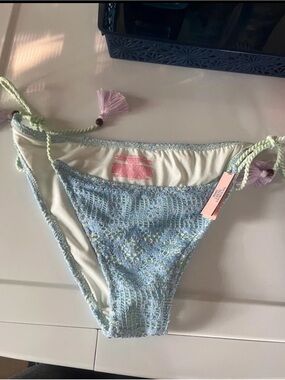 Victoria's Secret Pastel Blue Crochet Bikini Bottoms